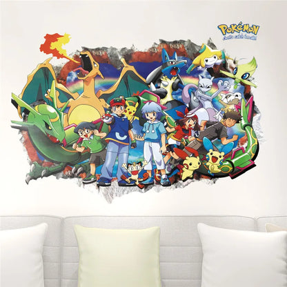 Cartoon Pikachu Wall Sticker For Kids Room Living Room Bedroom Wall Decoration Kids Gifts Door Sticker Cute Posters-HomeDecorDecals_com