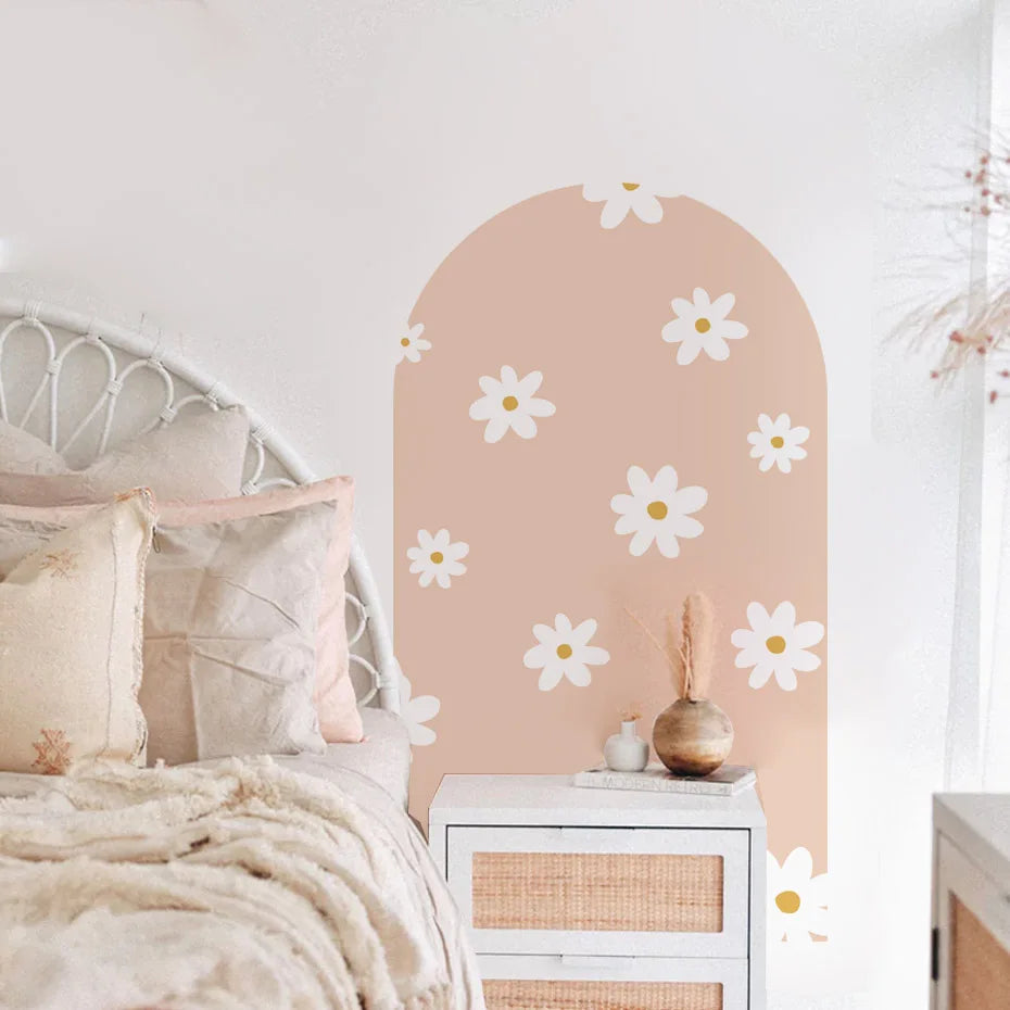 Boho Flowers Arch Wallpaper Nursery Decal Children's Room Baby Sticker Kids Bedroom Living Vinyl Home Decoration Peel and Stick-HomeDecorDecals_com