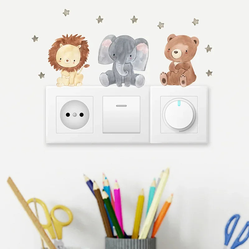 Cartoon Animal Wall And Switch Stickers Set-HomeDecorDecals_com