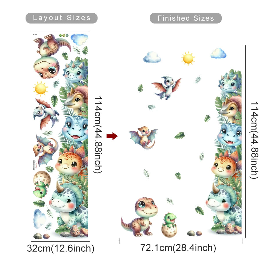 Cartoon Cute Dinosaur Wall Stickers for Children Room Boy Kids Room Living Room Nursery Background Decoration Wall Decals-HomeDecorDecals_com