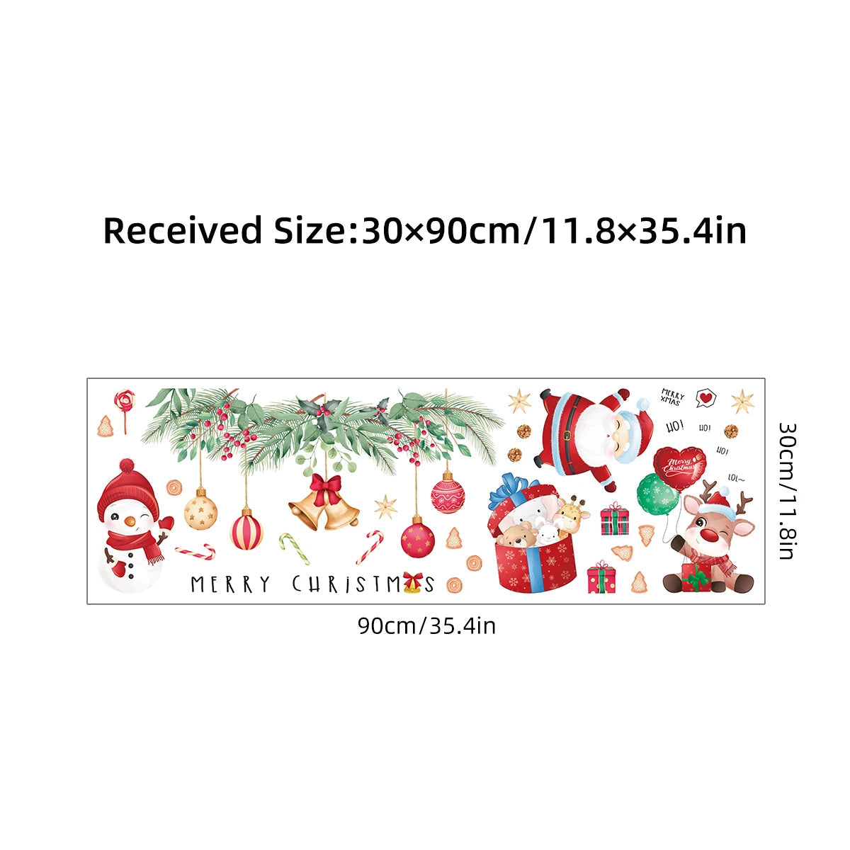 1pc PVC Removable Cartoon Santa Claus Snowman Pattern Wall Stickers for Kids Room Decor Christmas Decoration Bedroom Wall Decals-HomeDecorDecals_com