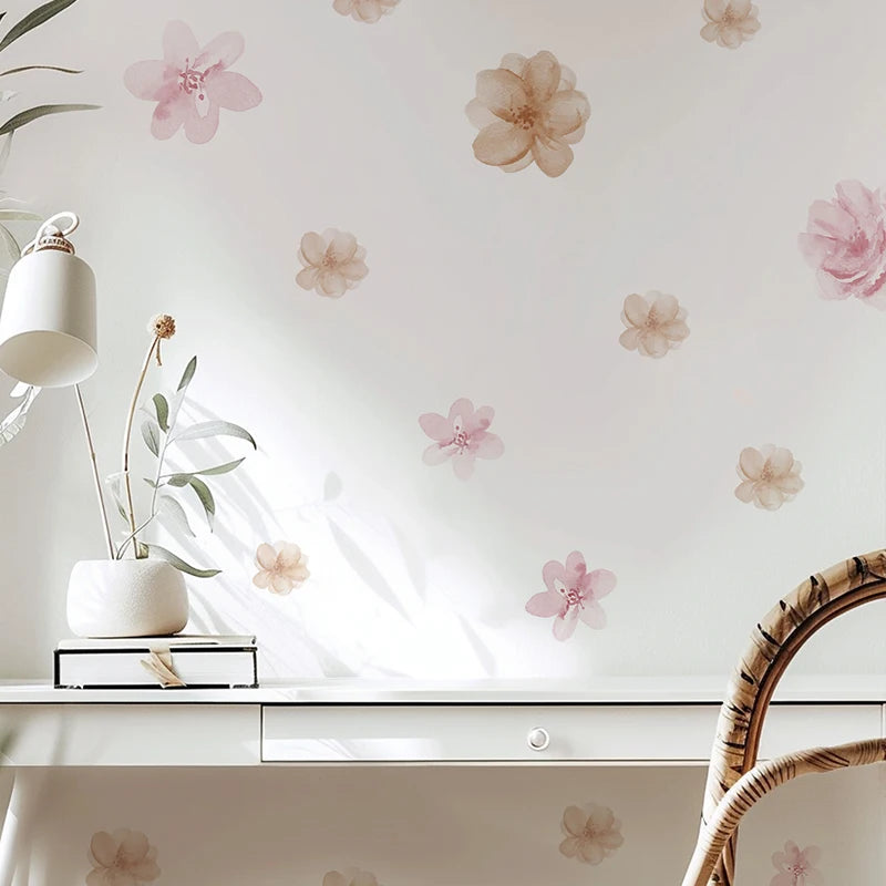 Alternative angle of Boho Pink Floral Botanical Wall Decal | Home Decor by HomeDecorDecals.