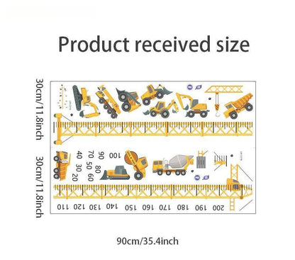 Height Stickers Construction Vehicle Tower Crane for Kids Room Kindergarten Baby Measuring Height Ruler Wall Stickers Boys Gift-HomeDecorDecals_com