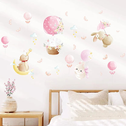 Cute Rabbit And Balloon Wall Decal for Kids-HomeDecorDecals_com