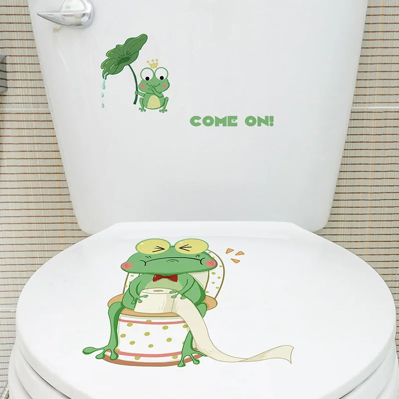 Green Plant Leaves Bathroom Toilet Sticker WC Closestool Wall Sticker Self Adhesive Mural Beautify Flower Home Decoration Decals-HomeDecorDecals_com