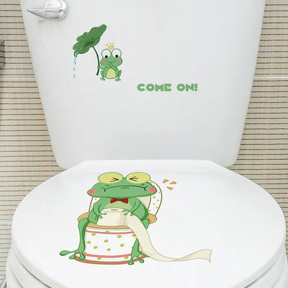 Green Plant Leaves Bathroom Toilet Sticker WC Closestool Wall Sticker Self Adhesive Mural Beautify Flower Home Decoration Decals-HomeDecorDecals_com