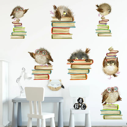 Cute Owl Books Wall Stickers PVC Kids Room Decor-HomeDecorDecals_com