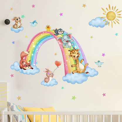 Animals on Rainbow Clouds Wall Decal | Home Decor by HomeDecorDecals.