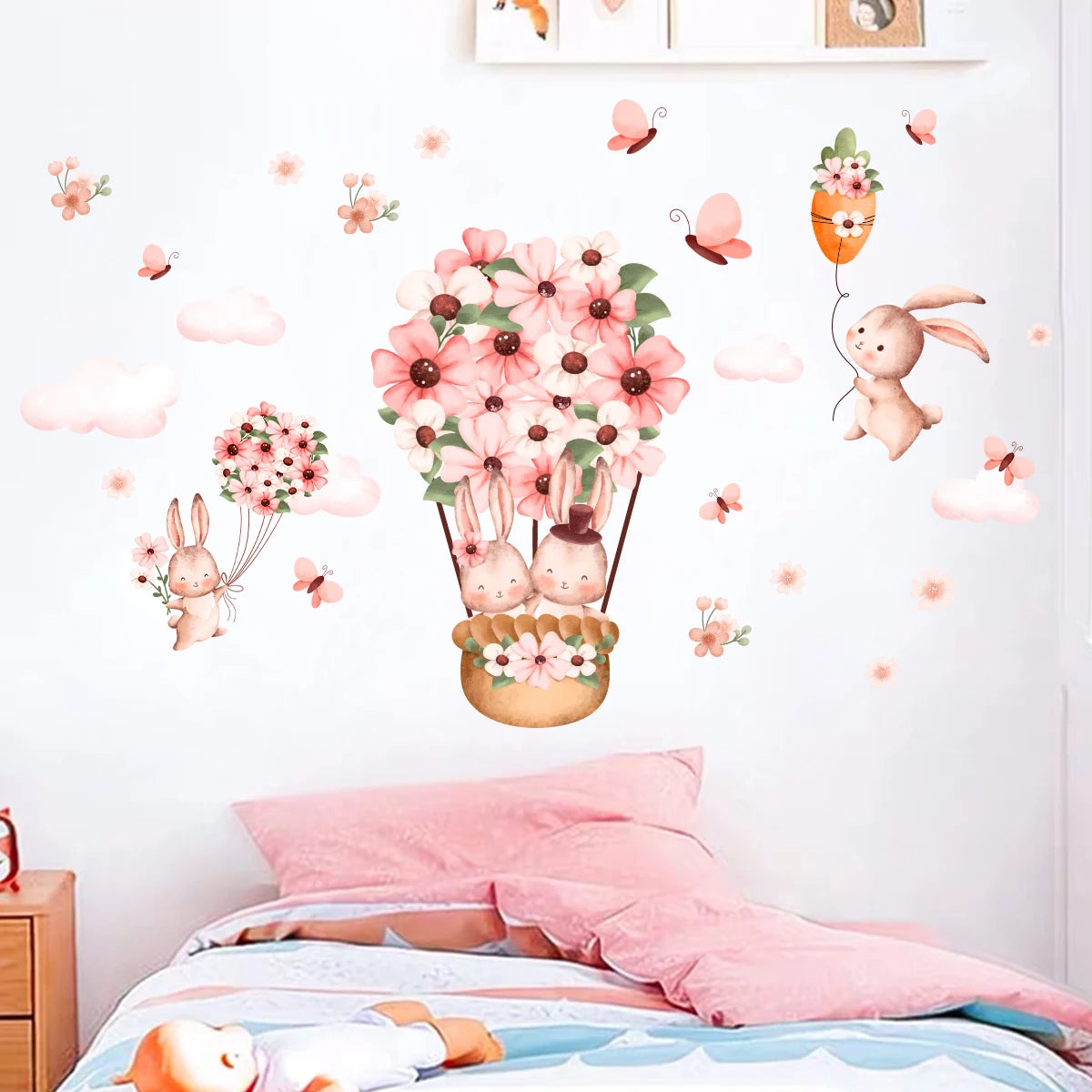 Cute Rabbit And Balloon Wall Decal for Kids-HomeDecorDecals_com