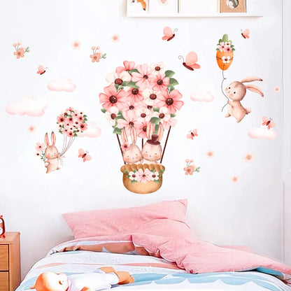 Cute Rabbit And Balloon Wall Decal for Kids-HomeDecorDecals_com