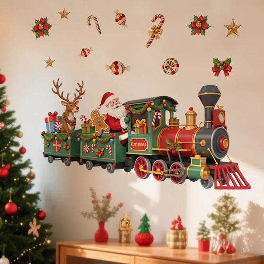 Santa Train Christmas Wall Stickers PVC Decor-HomeDecorDecals_com