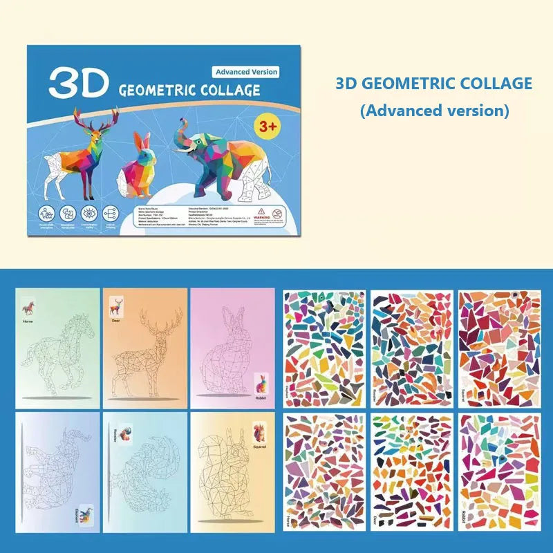 6 Theme DIY Creative 3D Puzzle Art Set Puzzle Digital Sticker Puzzle Animal Cognitive Training Enlightenment Toy Stickers-HomeDecorDecals_com