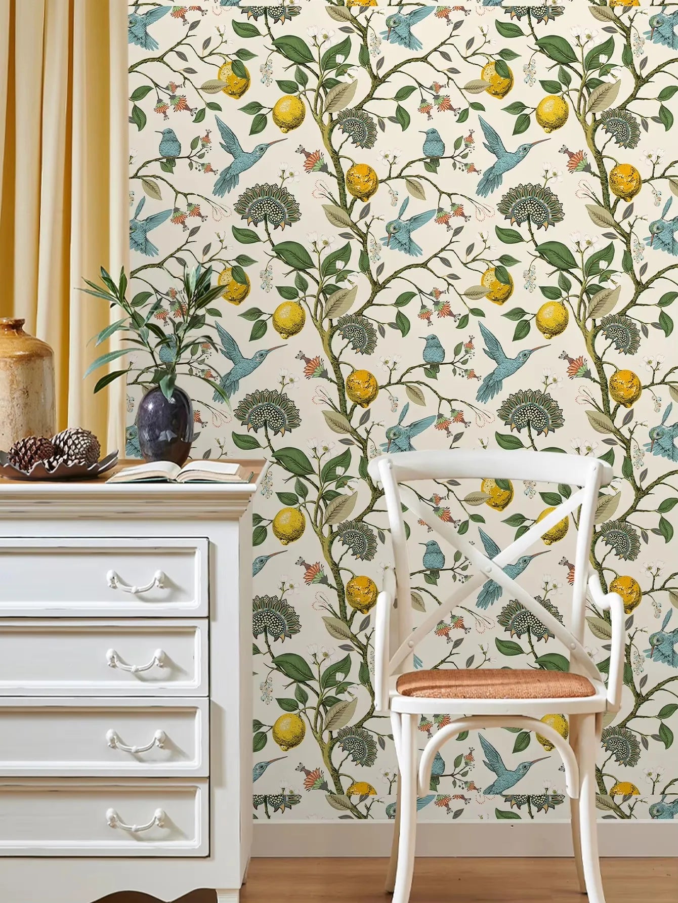 Lemon Flower Birds and Blooming Garden Wall Decal | Home Decor design details by HomeDecorDecals.