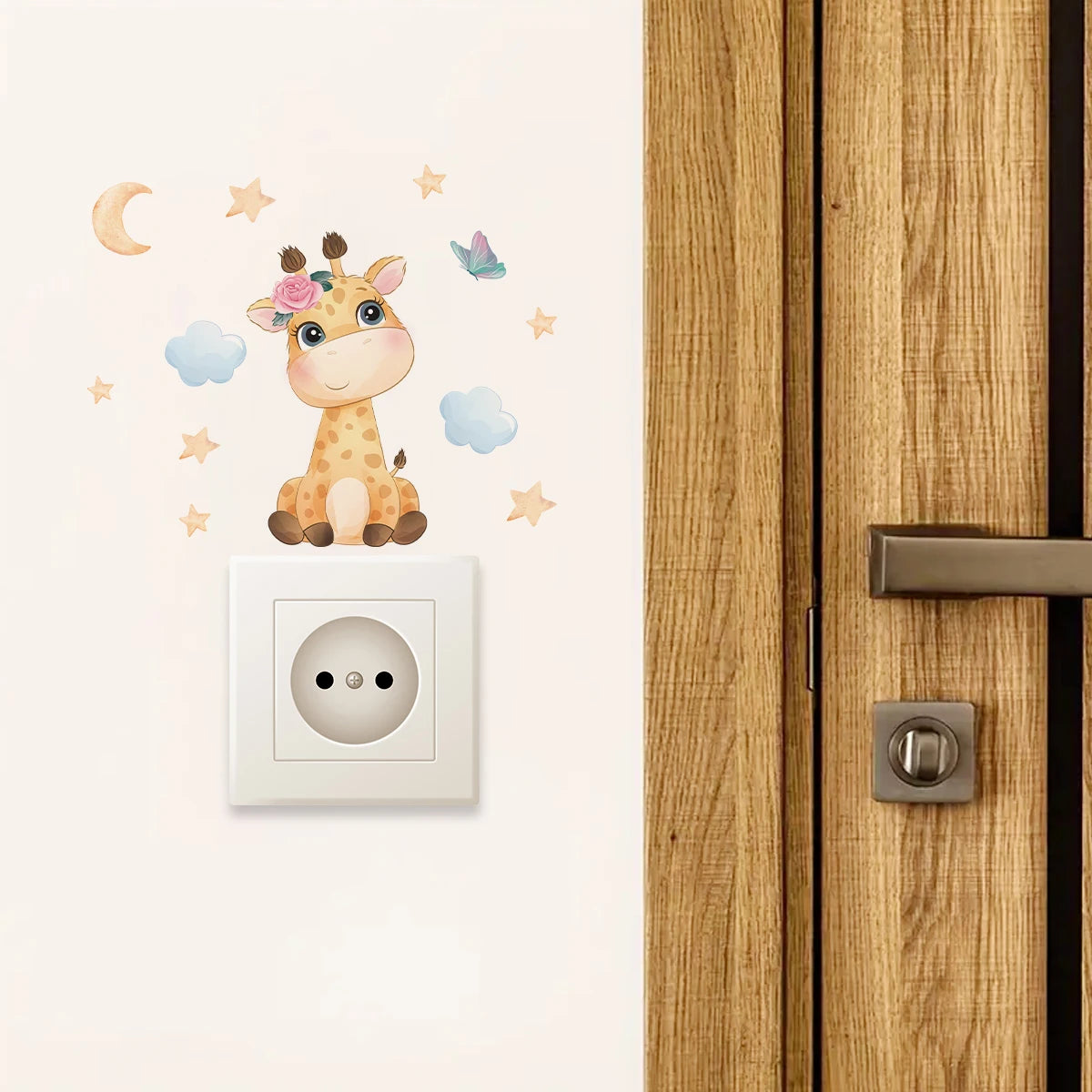 1pcs Cartoon Cute Giraffe Removable Switch Sticker for Kids Room Decor Children Bedroom Wall Decals Home Decoration-HomeDecorDecals_com