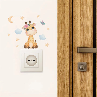 1pcs Cartoon Cute Giraffe Removable Switch Sticker for Kids Room Decor Children Bedroom Wall Decals Home Decoration-HomeDecorDecals_com