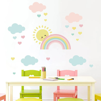 1pcs Cartoon Cute Clouds Rainbow Sun Removable Wall Stickers for Nursery Children Room Decoration Background Wall Decals Decor-HomeDecorDecals_com