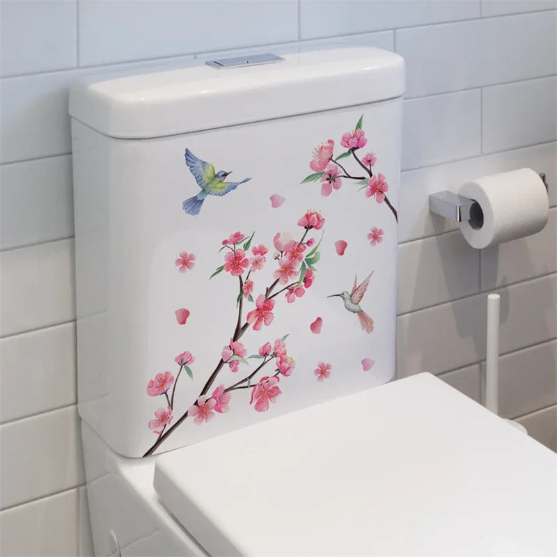 Plant Leaves Wall Sticker Toilet Sticker WC Self Adhesive Mural Beautify Flower Home Decoration Decals Refrigerator sticker-HomeDecorDecals_com