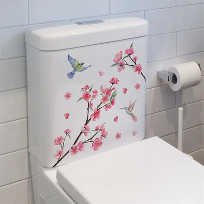 Plant Leaves Wall Sticker Toilet Sticker WC Self Adhesive Mural Beautify Flower Home Decoration Decals Refrigerator sticker-HomeDecorDecals_com