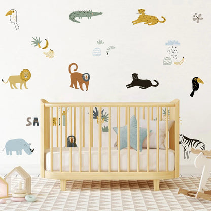 Alternative angle of Cartoon Safari Animals Wall Decal | Room Decor by HomeDecorDecals.