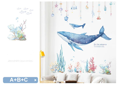 Cartoon Dreamland Wall Sticker for Kids rooms Nursery Wall Decor Vinyl Tile Stickers Waterproof Whale Wall Decals Home Decor-HomeDecorDecals_com