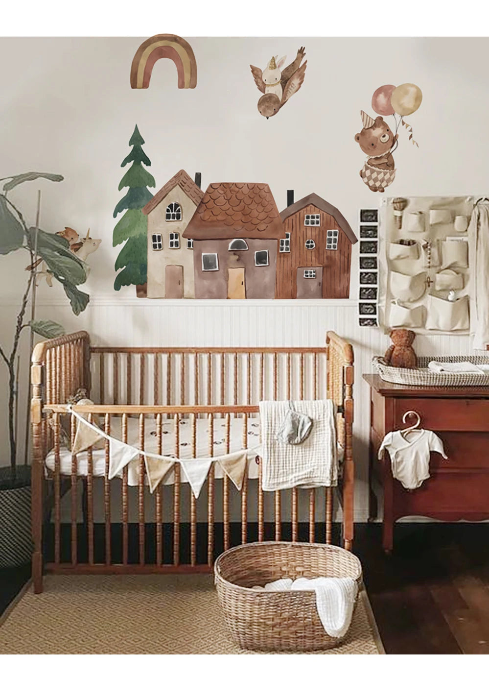 Small Town Wall Decals Animals Vinyl Nordic Style Wall Stickers Peel and Stick for Nursery Bedroom Kid Room Home Art Decor-HomeDecorDecals_com