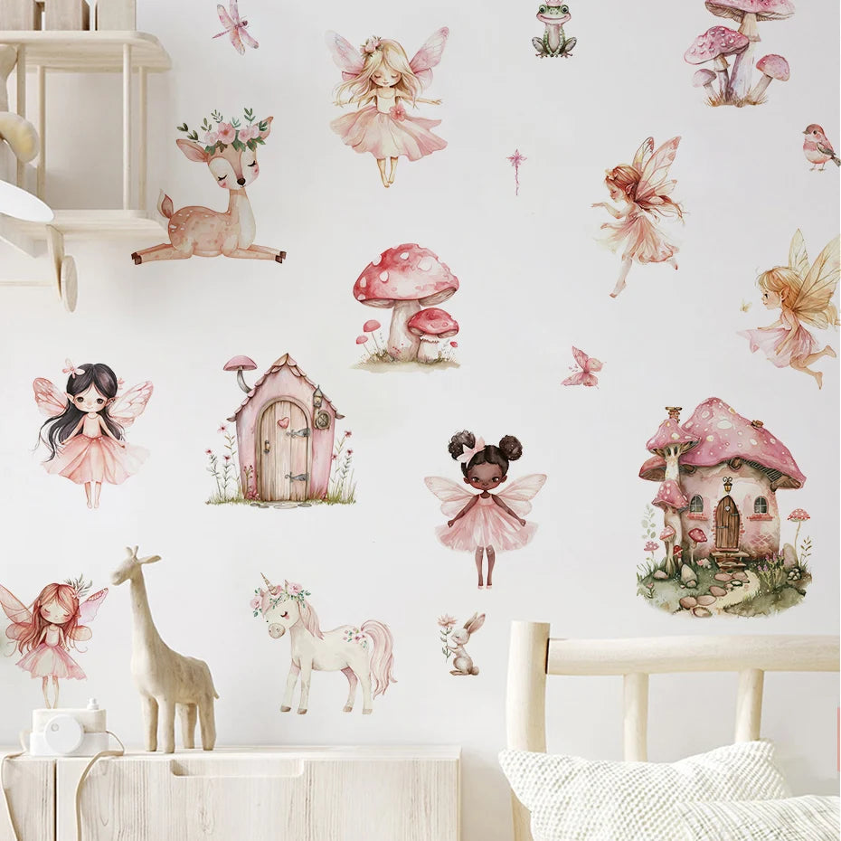 Elf Princess Mushroom House Kids Wall Sticker-HomeDecorDecals_com