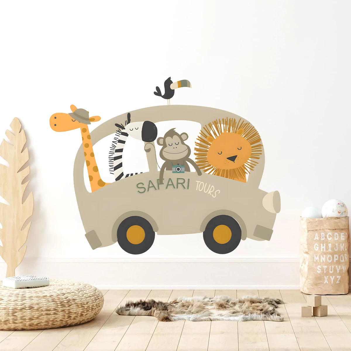 1Pc Giraffe lion cartoon Animal car wall stickers for kids room decoration bedroom wall decals living baby room decor 40*60cm-HomeDecorDecals_com