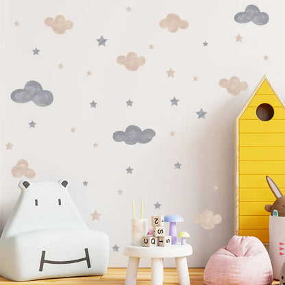 Cloud Stars Removable Wall Stickers for Kids Room Decor Art Nursery Baby Bedroom PVC Decals Self-adhesive DIY Posters Home Mural-HomeDecorDecals_com