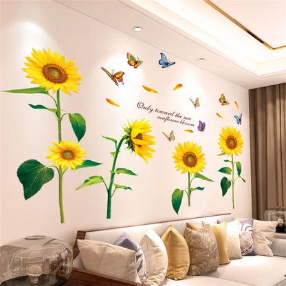 Alternative angle of Flowers and Butterfly Wall Decal | Home Decor by HomeDecorDecals.