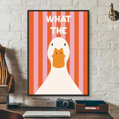 What The Duck Print Art Funny Cute Animal Poster Self-adhesive Art Waterproof Paper Sticker Coffee House Bar Room Wall Decor-HomeDecorDecals_com