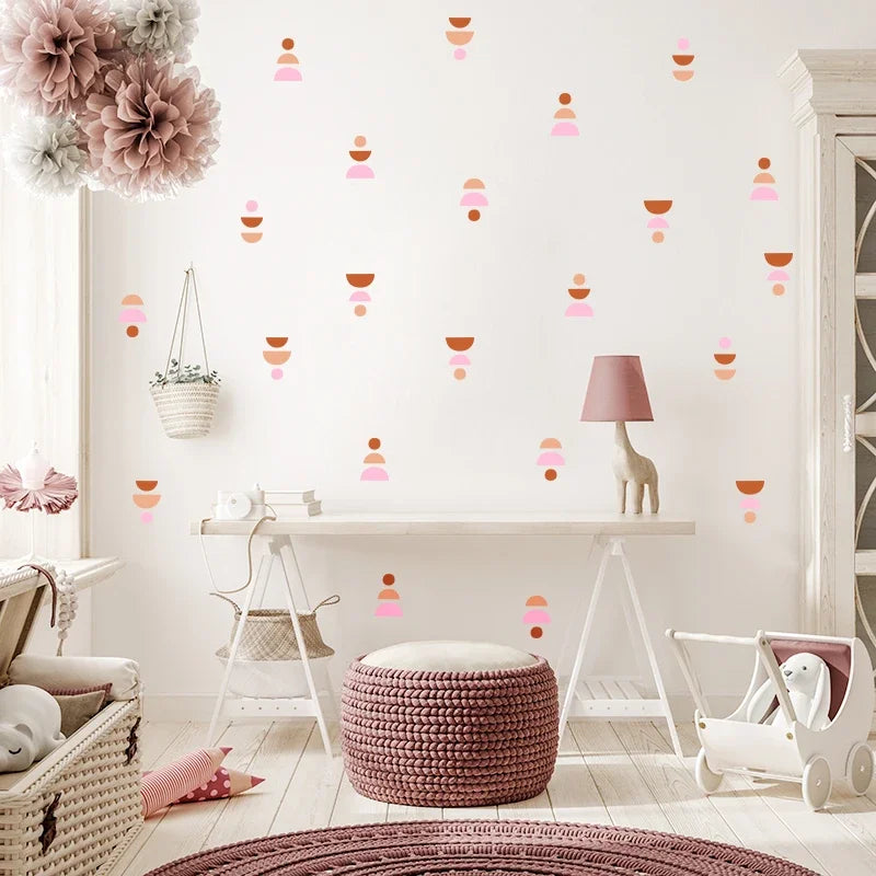 20pcs/set Boho Style Wall Stickers Minimalist Geometric Wall Art Decals Removable Nursery Stickers for Kids Room circle pattern-HomeDecorDecals_com