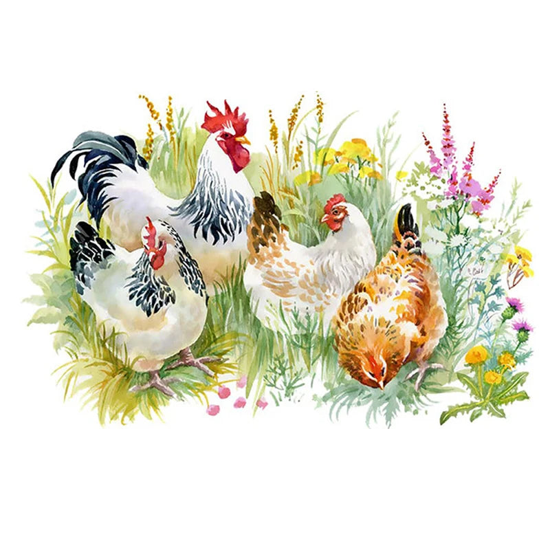 Additional view of Countryside Style Hen in Grass Wall Decal | Home Decor by HomeDecorDecals.