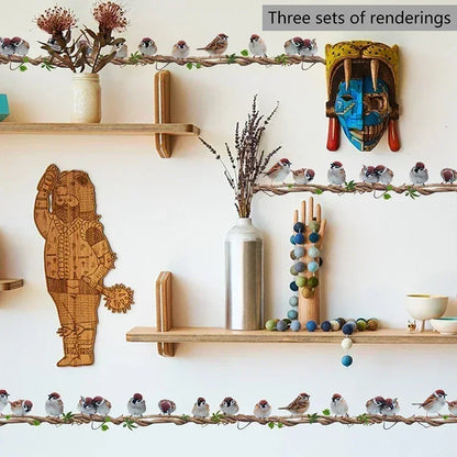 A Row of Birds Standing on The Vine Decal For Home Décor-HomeDecorDecals_com
