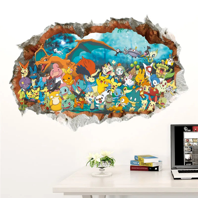3D Cartoon Pikachu Wall Sticker for Kids Room Decor-HomeDecorDecals_com