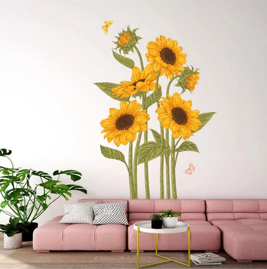 Sunflower and Butterfly Wall Decal | Home Decor by HomeDecorDecals.