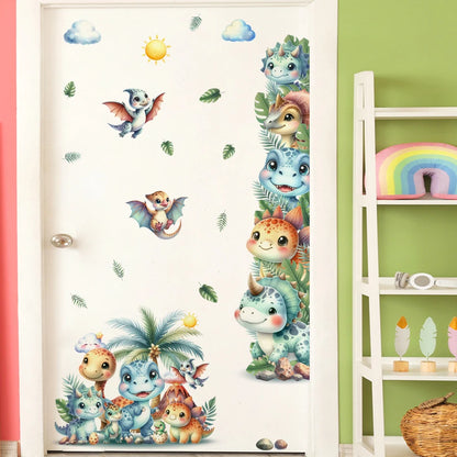 Cartoon Cute Dinosaur Wall Stickers for Children Room Boy Kids Room Living Room Nursery Background Decoration Wall Decals-HomeDecorDecals_com