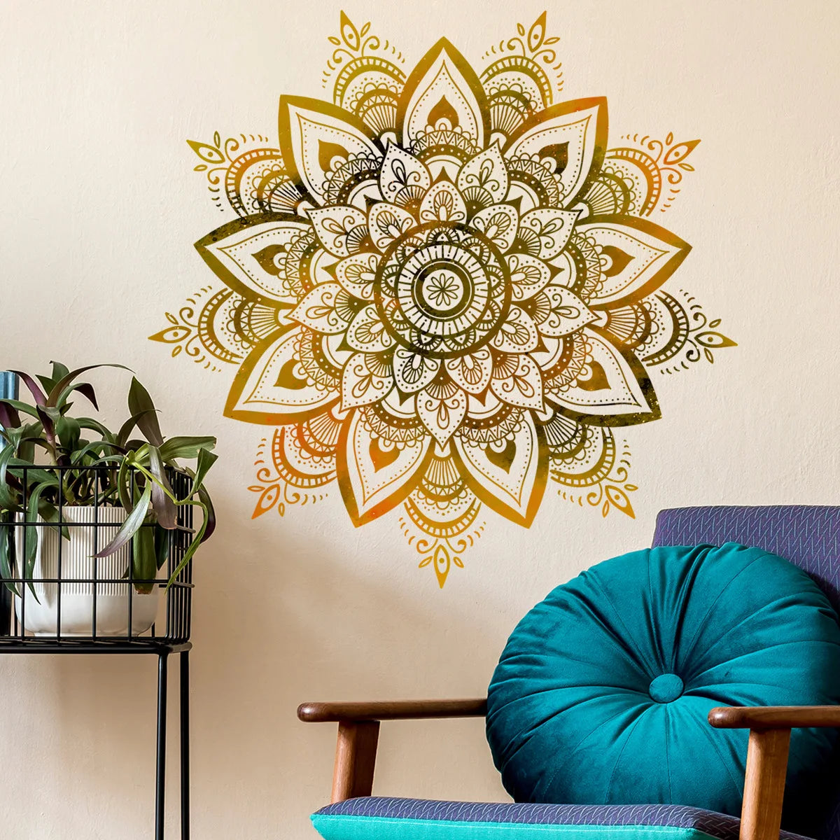Additional view of Mandala Lotus Flower Mural Wall Decal | Home Decor by HomeDecorDecals.