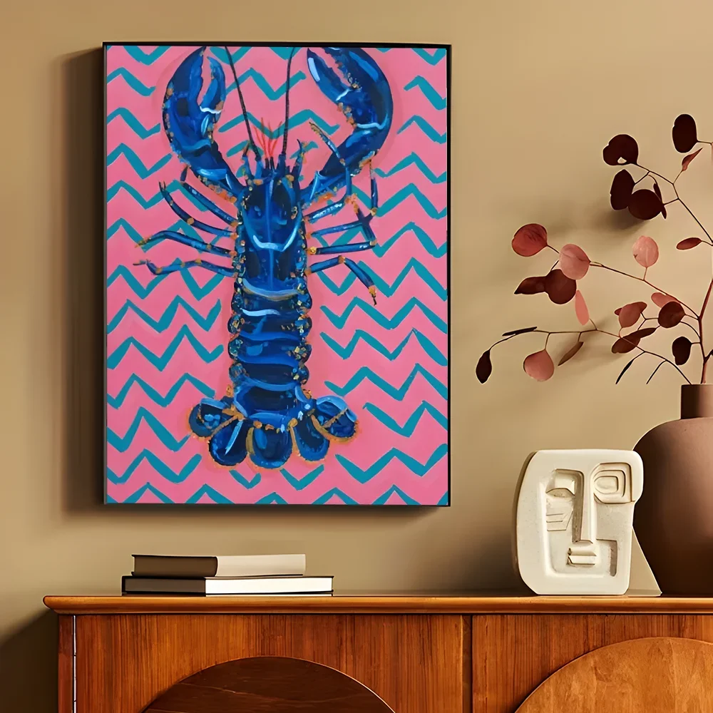 Colorful Sardine Lobster Fish Ocean Animal Self-adhesive Art Poster Retro Kraft Paper Sticker DIY Room Bar Cafe Stickers-HomeDecorDecals_com