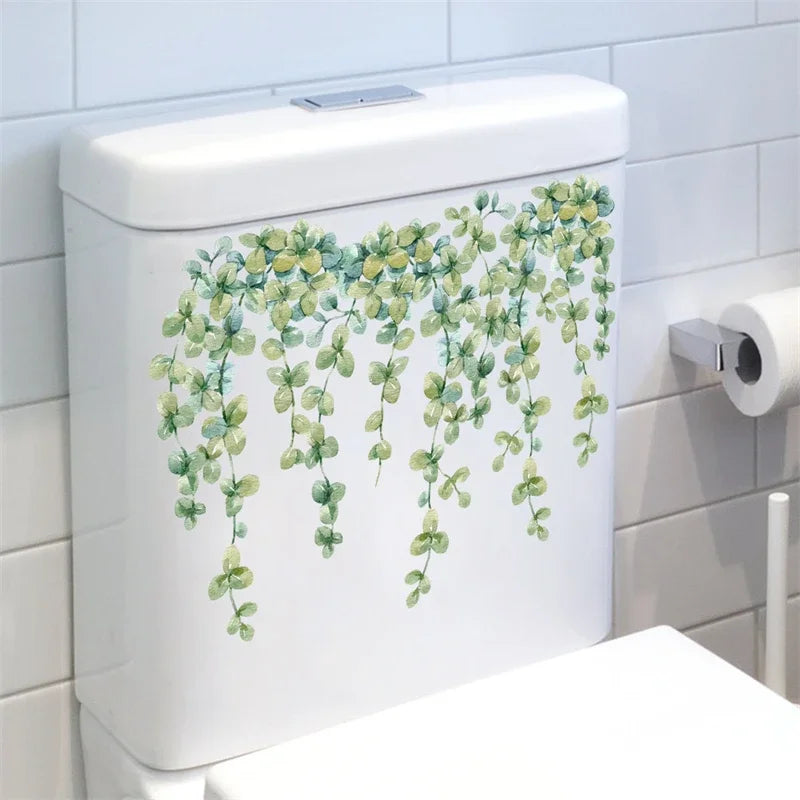 Plant Leaves Wall Sticker Toilet Sticker WC Self Adhesive Mural Beautify Flower Home Decoration Decals Refrigerator sticker-HomeDecorDecals_com