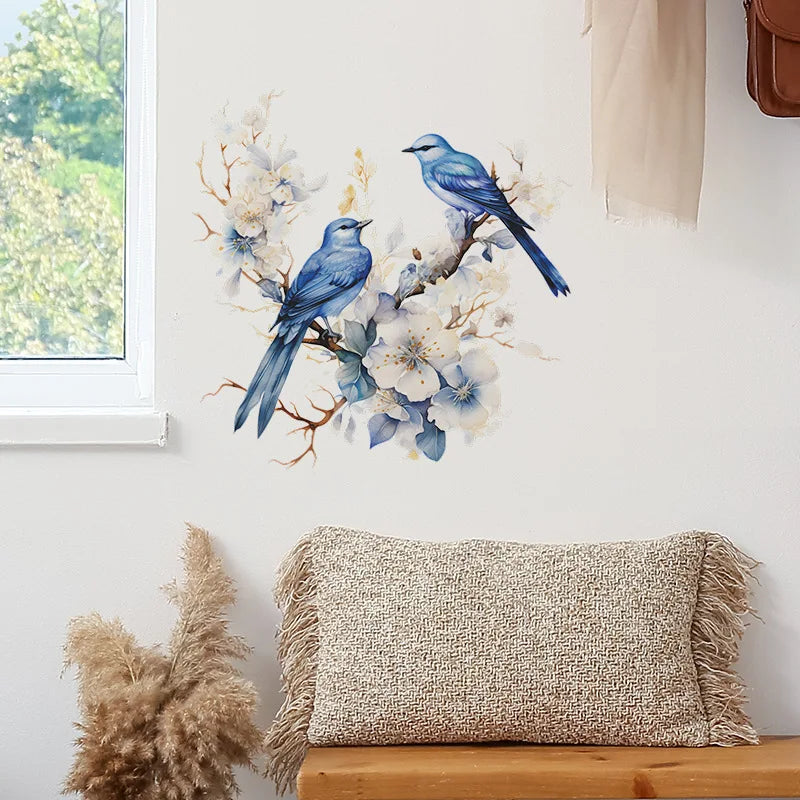 Close-up view of Branches Flower and Birds Wall Decal | Home Decor by HomeDecorDecals.