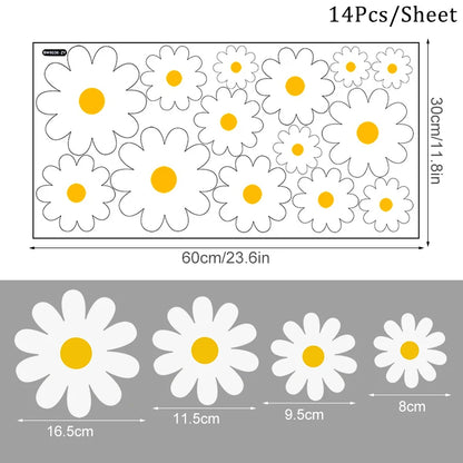 White Daisy Flower Wall Decal | Home Decor displayed in room decor by HomeDecorDecals.