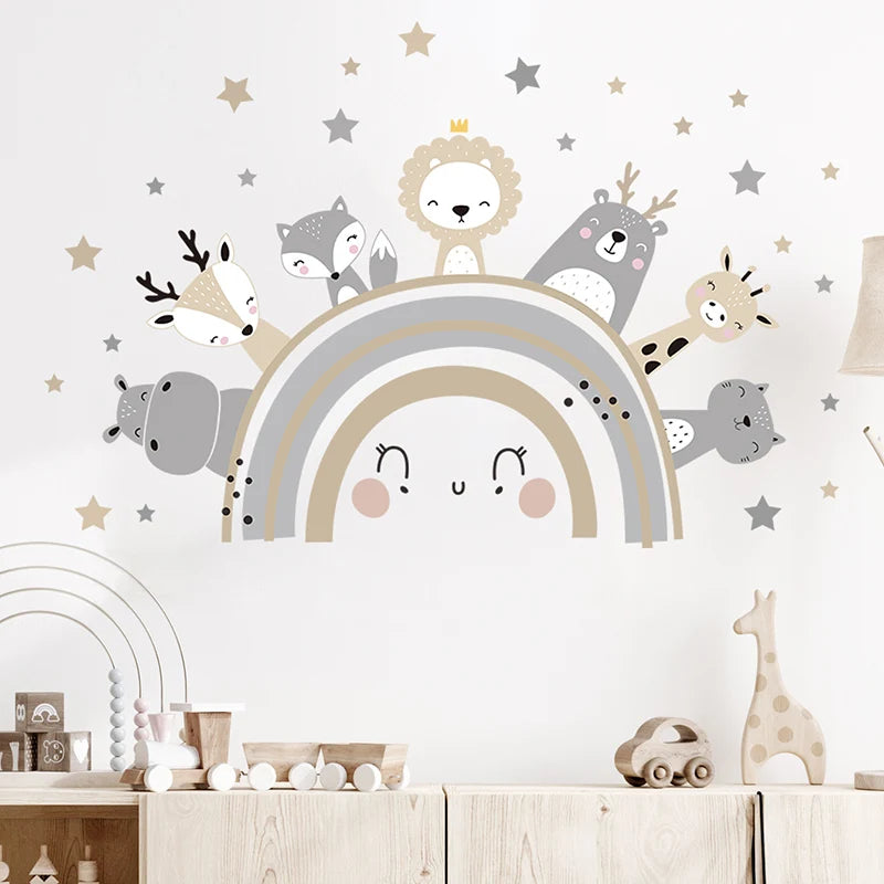 Cartoon Lion Bunny Forest Animals Wall Stickers for Children's Room Kids Room Bear Wall Decals for Baby Nursery Room Bedroom-HomeDecorDecals_com