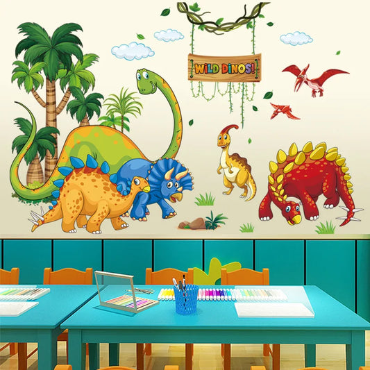 Cartoon Dinosaur Wall Decal | Kids Room Decor removable peel and stick wall decal by HomeDecorDecals.