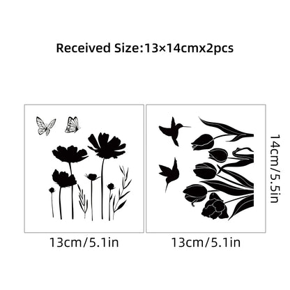 Additional view of Flower Bird Silhouette Pattern Wall Decal | Room Decor by HomeDecorDecals.