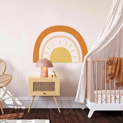 Sunshine Half Sun Wall Decal | Home Decor displayed in room decor by HomeDecorDecals.