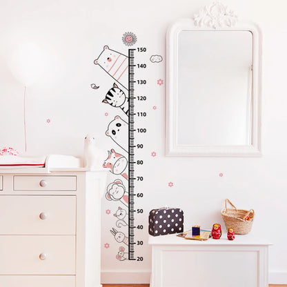 Large Sleeping Elephant Bear Moon Height Measure Wall Stickers for Kids Room Growth Chart Animals Ruller Wall Decals Home Decor-HomeDecorDecals_com