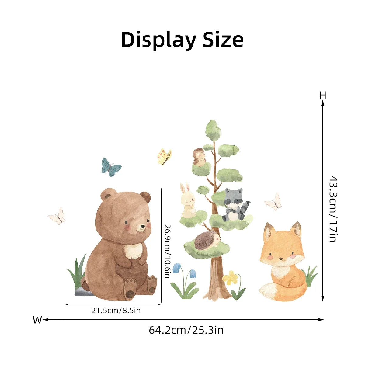 Cartoon Bear Fox Rabbit Cute Animals Wall Sticker Kids Room Decoration for Bedroom Wall Art Home Decore Living Room Wall Decals-HomeDecorDecals_com