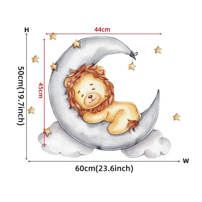 Cartoon Grey Baby Elephant Moon Gold Stars Wall Stickers for Kids Room Decor Nurserry Wall Decals Girl Boy Room Decorative-HomeDecorDecals_com