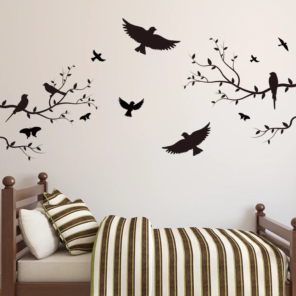 Close-up view of Branch Bird Silhouette Wall Decal | Home Decor by HomeDecorDecals.