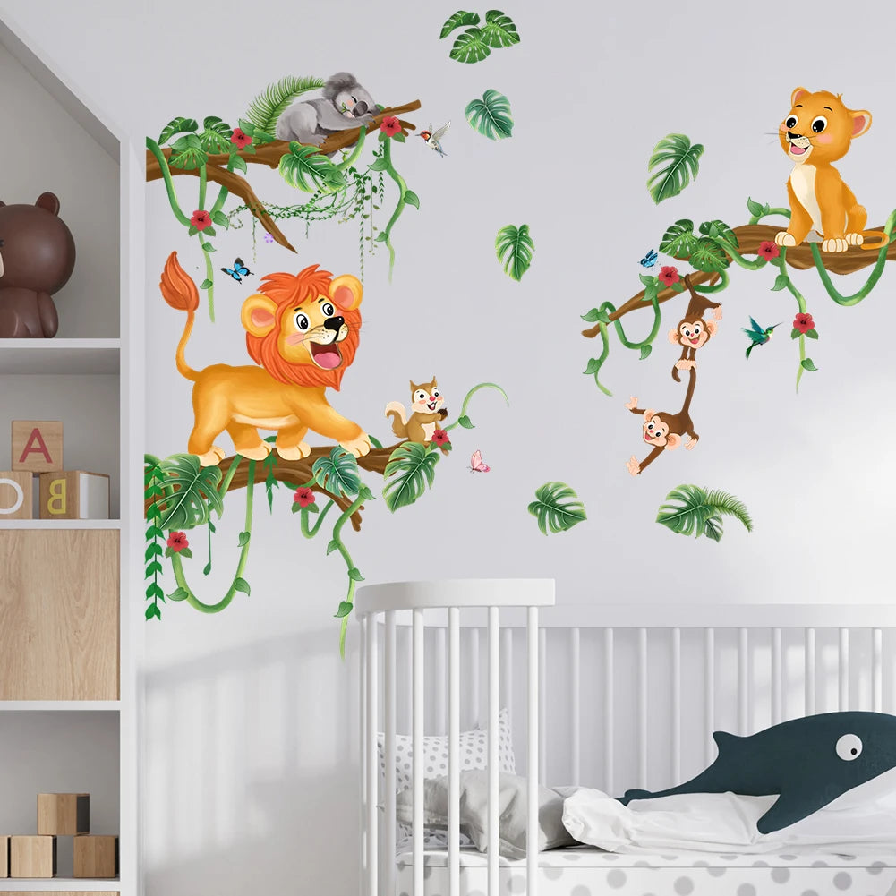 Lion Wall Sticker for Kids Jungle Bedroom Decor-HomeDecorDecals_com